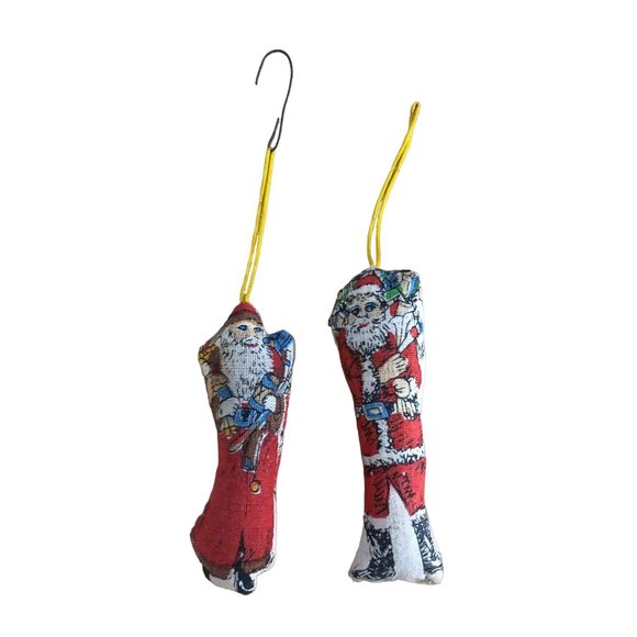 B Shackman Vintage 1970s Lot of 2 Santas Stuffed Father Christmas Pillow Ornamen - Picture 3 of 9